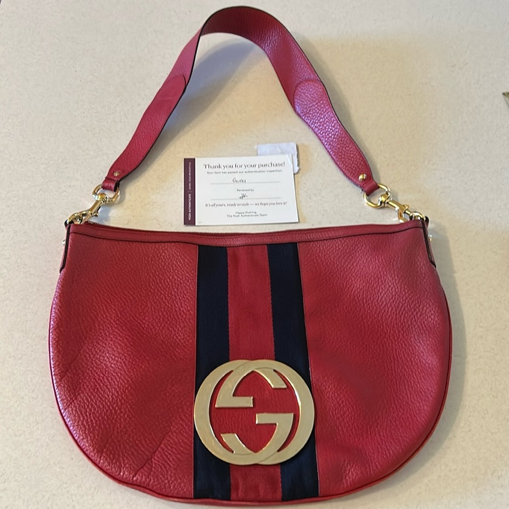 Gucci Blondie XL Shoulder Bag Purse GG RARE Tom Ford Era Red Pebbled Leather - Picture 5 of 17